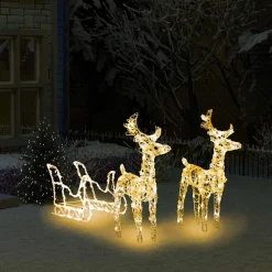 vidaXL Kerstversiering rendieren en slee 160 LED's 130 cm acryl