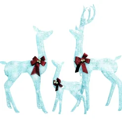 vidaXL Kerstversiering rendierfamilie 201 LED's wit en zilverkleurig