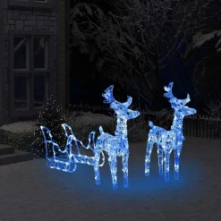 vidaXL Kerstversiering rendieren en slee 160 LED's 130 cm acryl