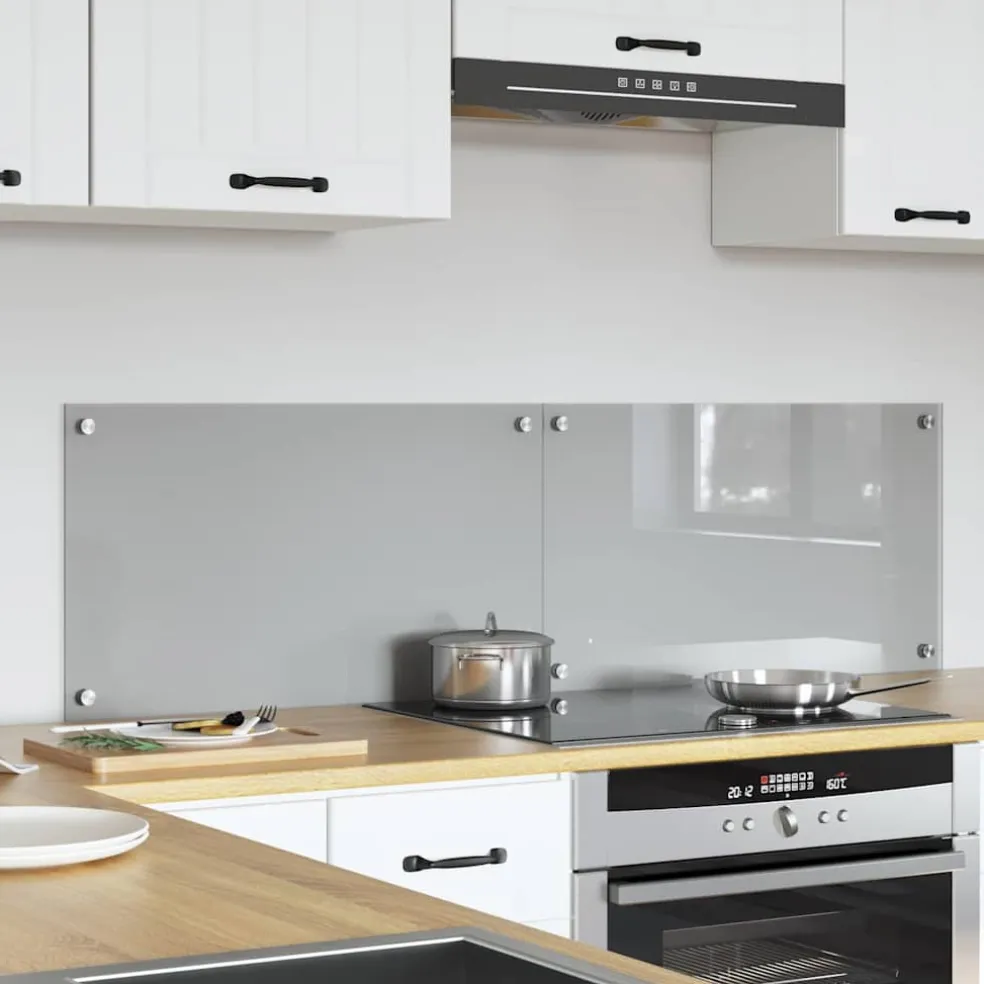 vidaXL Keukenachterwand 2 st Lichtgrijs 70 x 40 cm gehard glas