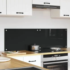 vidaXL Keukenachterwand 2 st Zwart 70 x 40 cm gehard glas