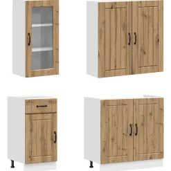 vidaXL Keukenblok LUCCA 8 st Artisanaal eiken Bewerkt hout