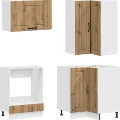 vidaXL Keukenblok LUCCA 8 st Artisanaal eiken Bewerkt hout