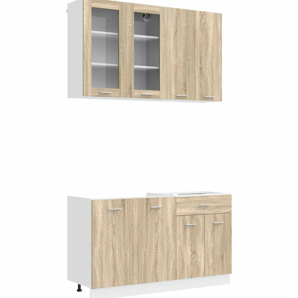 vidaXL Keukenblok LYON 4 st Sonoma Eiken Bewerkt hout