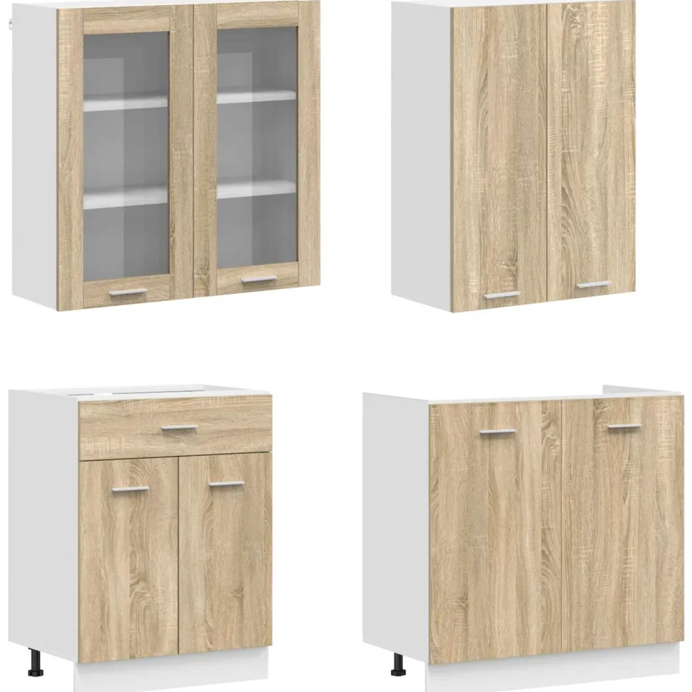 vidaXL Keukenblok LYON 4 st Sonoma Eiken Bewerkt hout