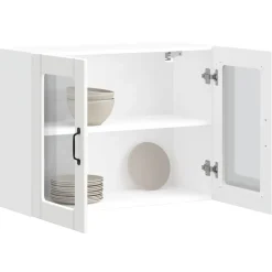 vidaXL Keukenbovenkast met glazen deur Lucca bewerkt hout wit