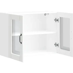 vidaXL Keukenbovenkast met glazen deur Lucca bewerkt hout wit