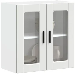 vidaXL Keukenbovenkast met glazen deur Porto wit