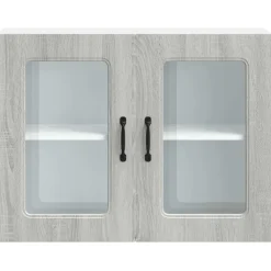 vidaXL Keukenbovenkast met glazen deur Kalmar bewerkt hout grijs sonoma eiken
