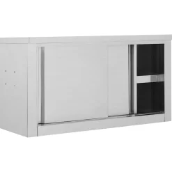 vidaXL Keukenbovenkast met schuifdeuren 90x40x50 cm roestvrij staal