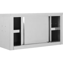 vidaXL Keukenbovenkast met schuifdeuren 90x40x50 cm roestvrij staal