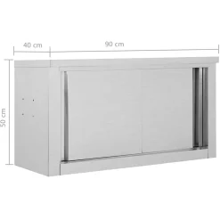 vidaXL Keukenbovenkast met schuifdeuren 90x40x50 cm roestvrij staal