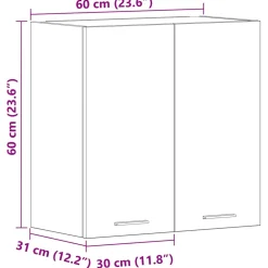 vidaXL Keukenbovenkast 60x31x60 cm spaanplaat betongrijs