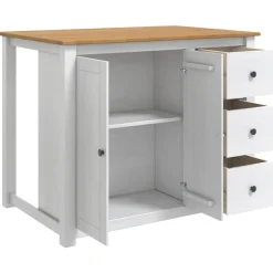 vidaXL Keuken Eiland Set PANAMA Wit en Honing Was 112 x 77 x 90 cm