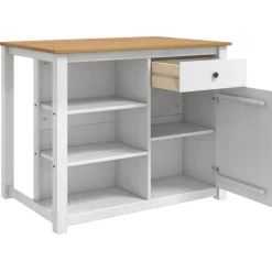 vidaXL Keuken Eiland Set PANAMA Wit en Honing Was 112 x 77 x 90 cm