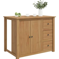 vidaXL Keuken Eiland Set PANAMA Wit en Honing Was 112 x 77 x 90 cm