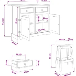 vidaXL Keuken Eiland Set 3 st CORONA Wit en Honing Was