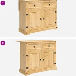 vidaXL Keuken Eiland Set 3 st CORONA Honing Wax 112 x 70 x 91,5 cm