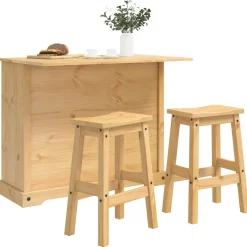 vidaXL Keuken Eiland Set 3 st CORONA Honing Wax 112 x 70 x 91,5 cm