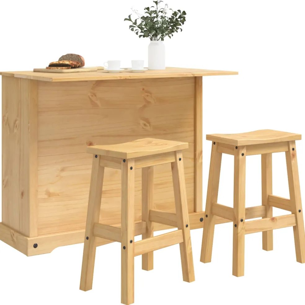 vidaXL Keuken Eiland Set 3 st CORONA Honing Wax 112 x 70 x 91,5 cm