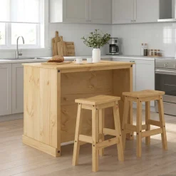 vidaXL Keuken Eiland Set 3 st Honing Wax 112 x 77 x 91,5 cm
