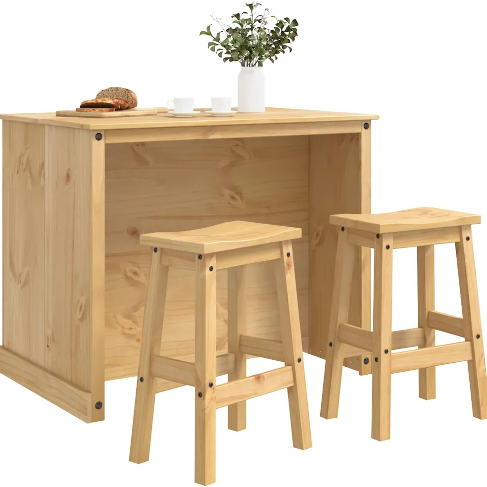 vidaXL Keuken Eiland Set 3 st Honing Wax 112 x 77 x 91,5 cm