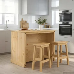 vidaXL Keuken Eiland Set 3 st Honing Wax 112 x 70 x 91,5 cm