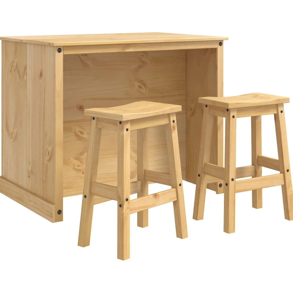vidaXL Keuken Eiland Set 3 st Honing Wax 112 x 70 x 91,5 cm