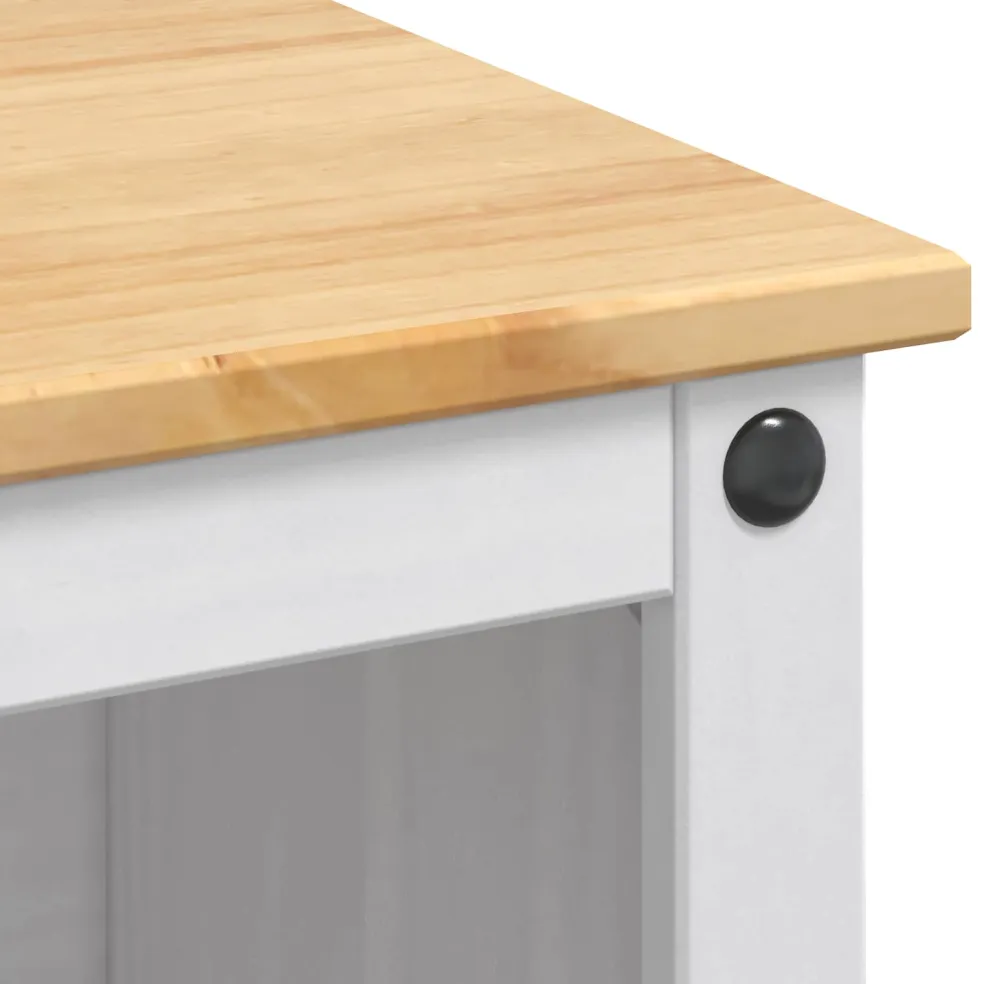 vidaXL Keuken Eiland Set 3 st Wit en Honing Was 112 x 77 x 91,5 cm
