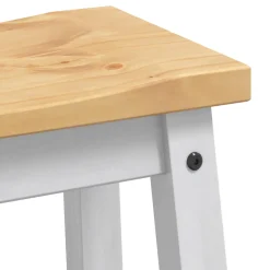 vidaXL Keuken Eiland Set 3 st Wit en Honing Was 112 x 70 x 91,5 cm
