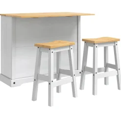 vidaXL Keuken Eiland Set 3 st Wit en Honing Was 112 x 70 x 91,5 cm