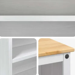 vidaXL Keuken Eiland Set Wit en Honing Was 112 x 77 x 91,5 cm