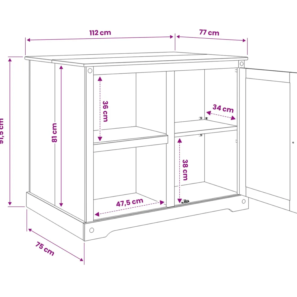 vidaXL Keuken Eiland Set Wit en Honing Was 112 x 77 x 91,5 cm