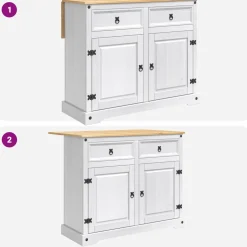 vidaXL Keuken Eiland Set Wit en Honing Was 112 x 70 x 91,5 cm