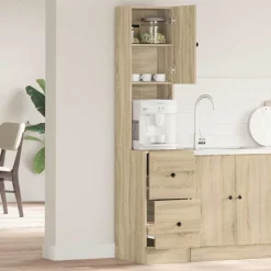vidaXL Keukenkast Beige 35 x 50 x 180 cm Bewerkt hout