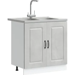 vidaXL Keukenkast Kalmar Beton Grijs 80 x 46 x 81,5 cm Bewerkt hout