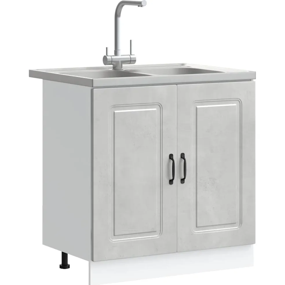 vidaXL Keukenkast Kalmar Beton Grijs 80 x 46 x 81,5 cm Bewerkt hout