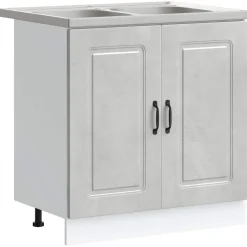 vidaXL Keukenkast Kalmar Beton Grijs 80 x 46 x 81,5 cm Bewerkt hout