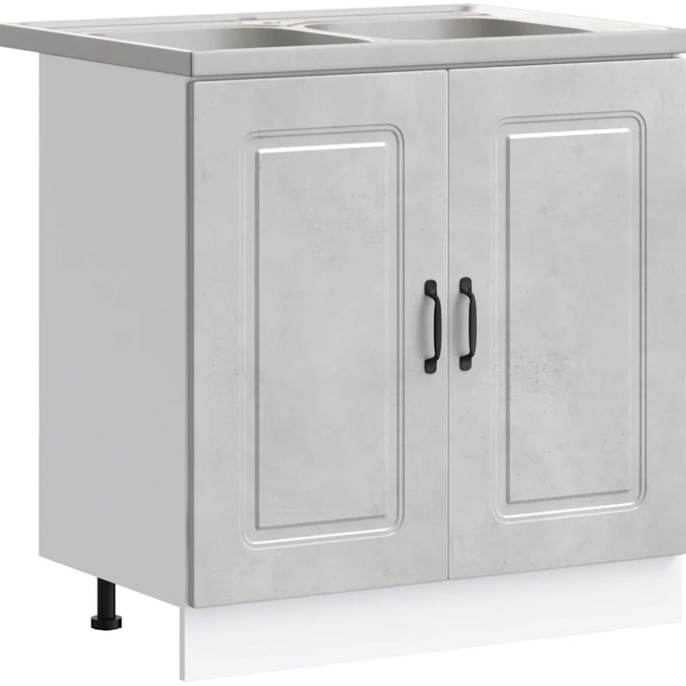 vidaXL Keukenkast Kalmar Beton Grijs 80 x 46 x 81,5 cm Bewerkt hout