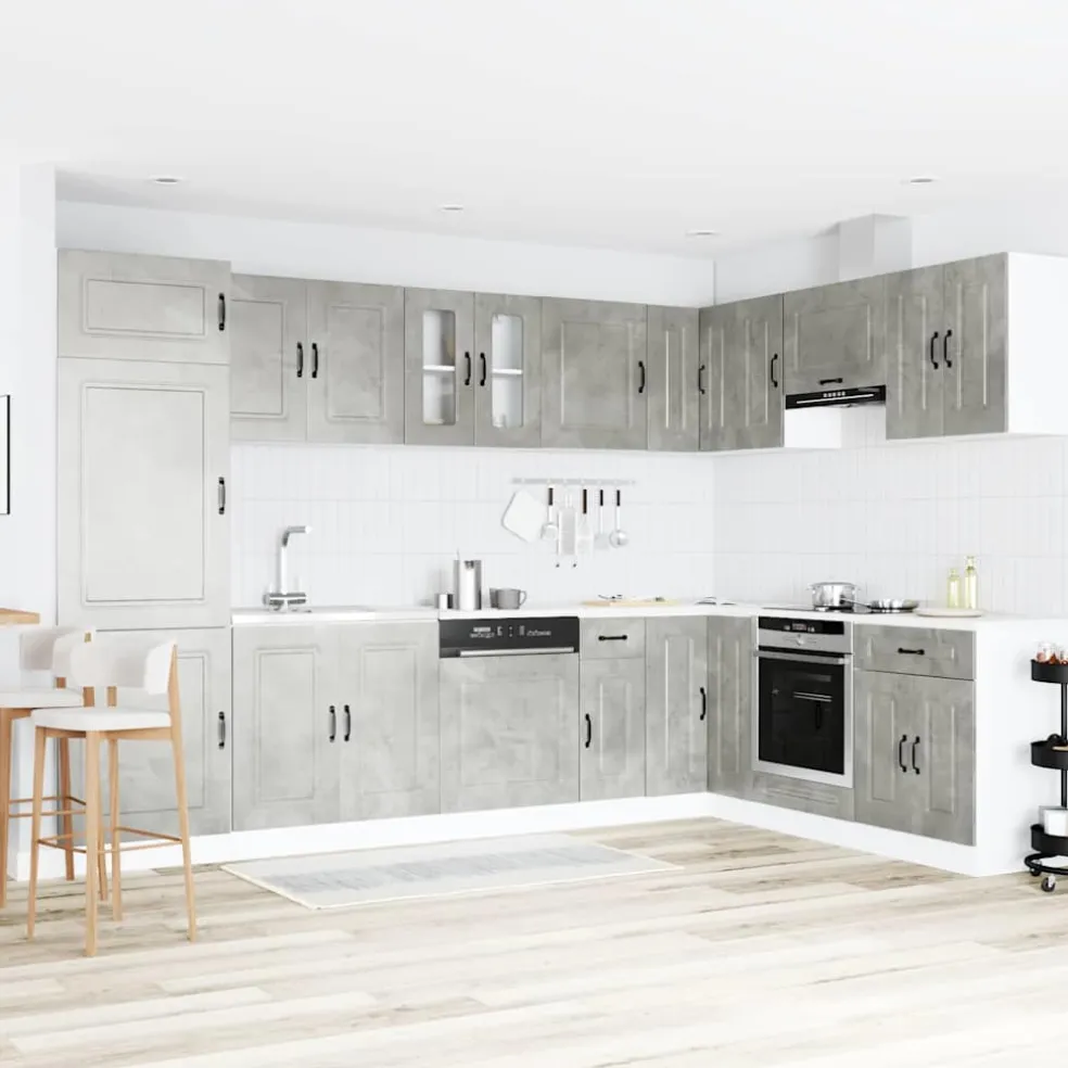 vidaXL Keukenkast Kalmar Beton Grijs 80 x 46 x 81,5 cm Bewerkt hout
