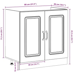 vidaXL Keukenkast Kalmar Beton Grijs 80 x 46 x 81,5 cm Bewerkt hout