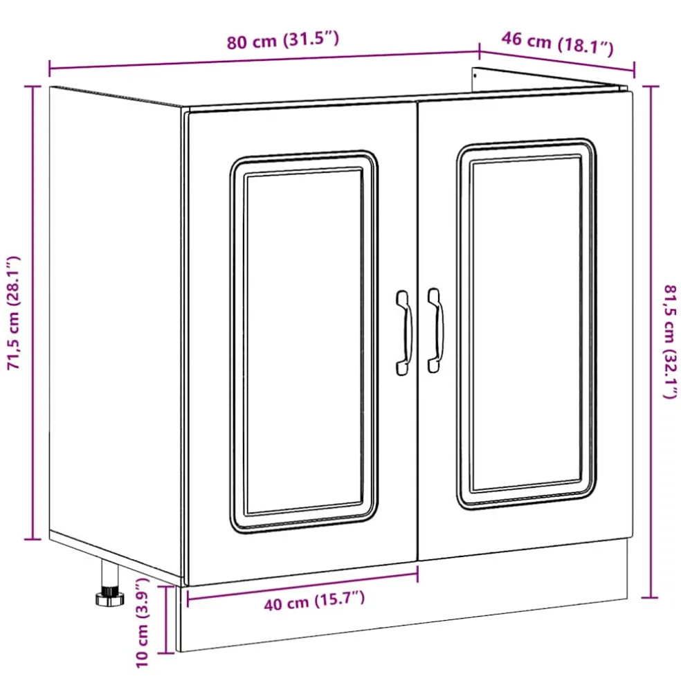 vidaXL Keukenkast Kalmar Beton Grijs 80 x 46 x 81,5 cm Bewerkt hout
