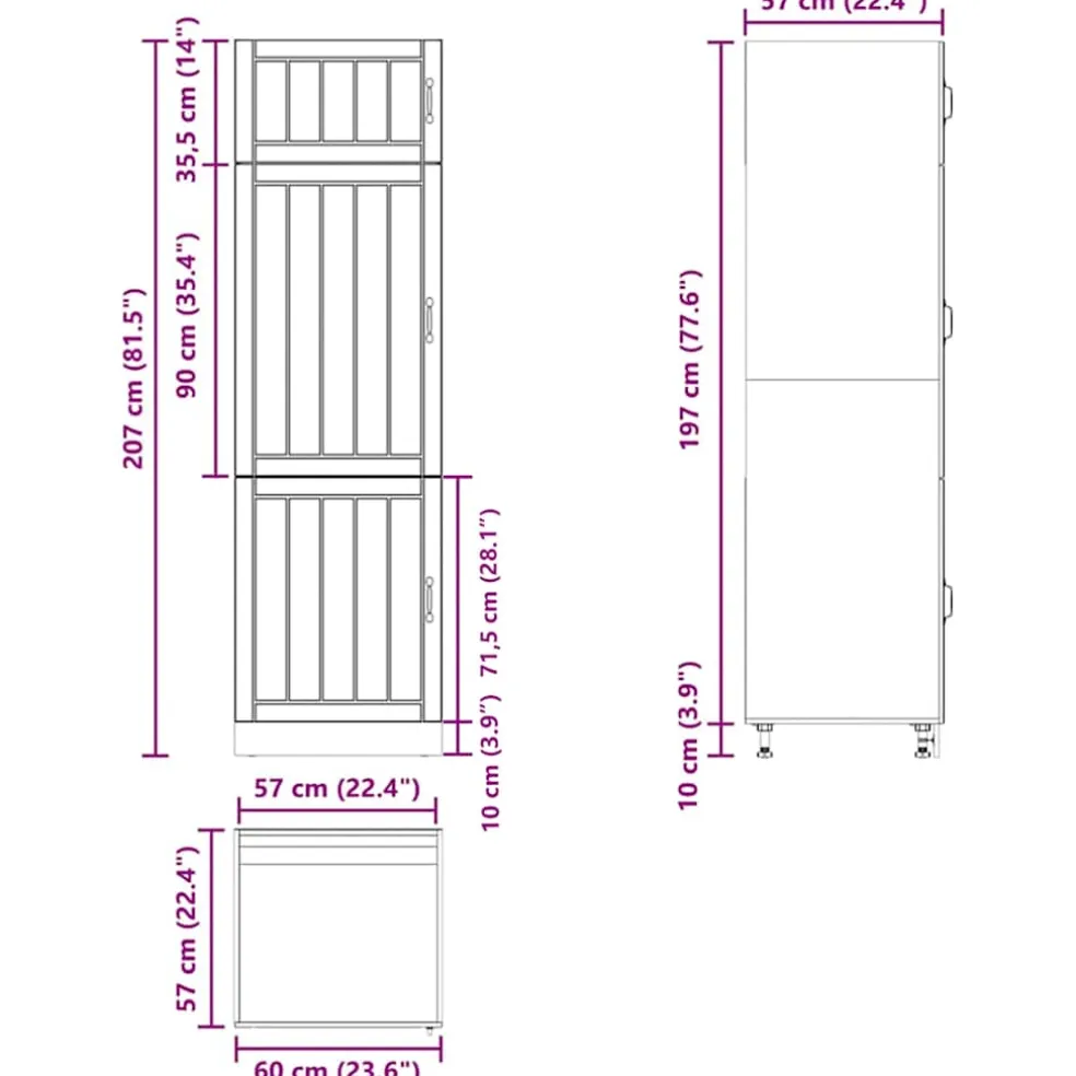 vidaXL Keukenkast Lucca bewerkt hout oud houtkleurig
