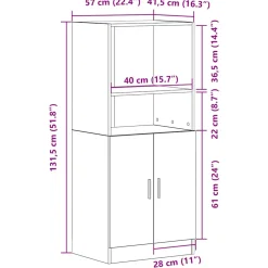 vidaXL Keukenkast 57x41,5x131,5 cm bewerkt hout gerookt eikenkleurig