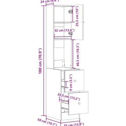 vidaXL Keukenkast 35x50x180 cm bewerkt hout gerookt eikenkleurig