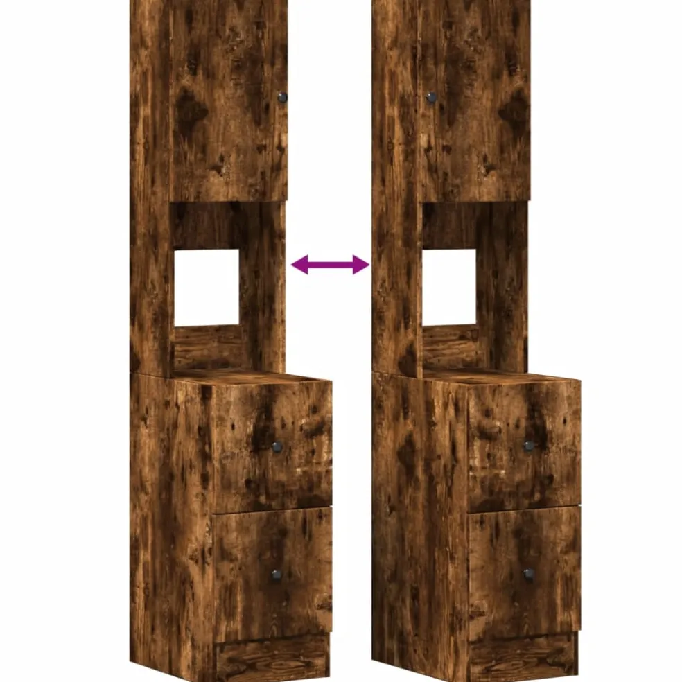 vidaXL Keukenkast 35x50x180 cm bewerkt hout gerookt eikenkleurig
