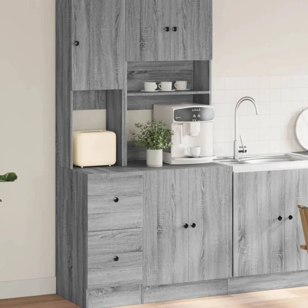vidaXL Keukenkast 95x50x180 cm bewerkt hout grijs sonoma eiken