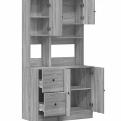 vidaXL Keukenkast 95x50x180 cm bewerkt hout grijs sonoma eiken