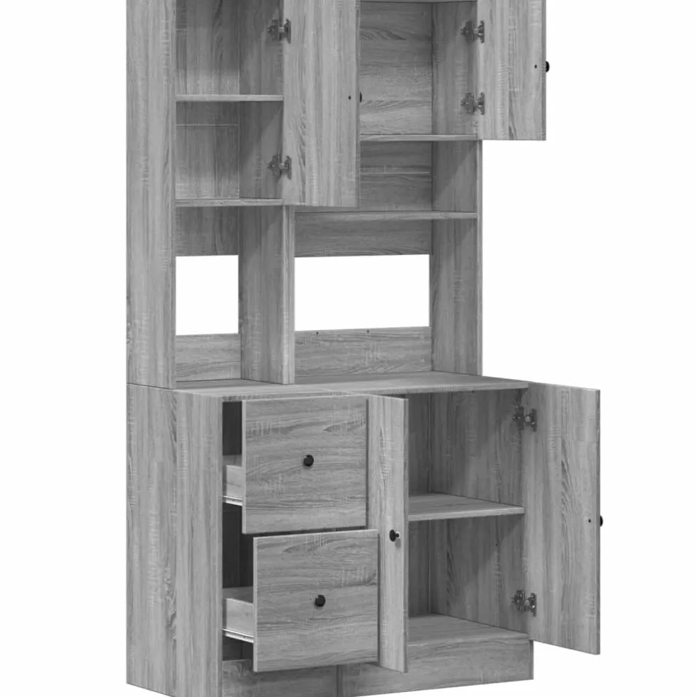 vidaXL Keukenkast 95x50x180 cm bewerkt hout grijs sonoma eiken