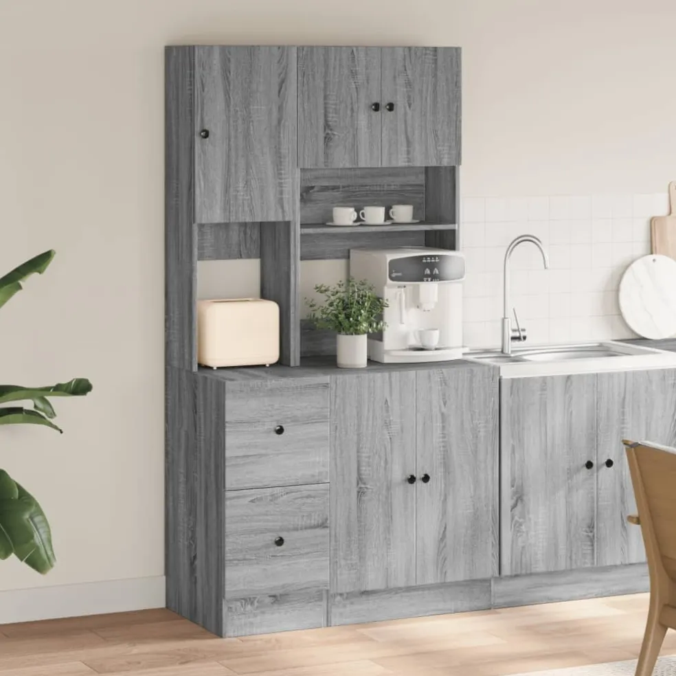 vidaXL Keukenkast 95x50x180 cm bewerkt hout grijs sonoma eiken